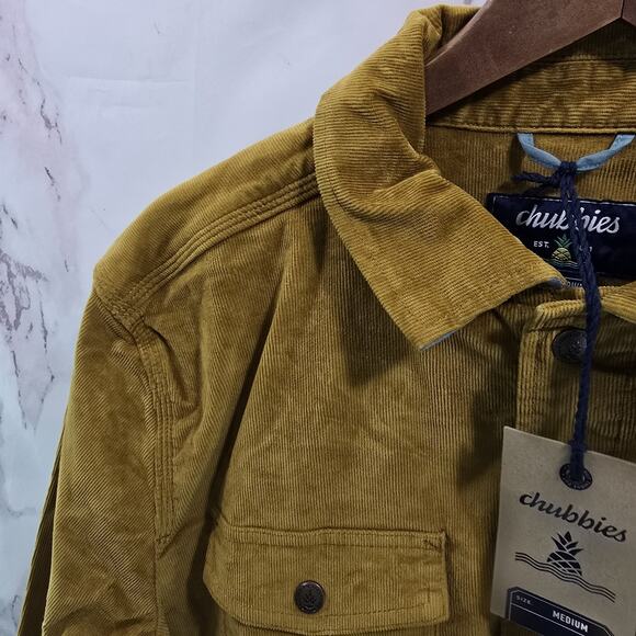Chubbies Jacket Mens Medium Brown Corduroy Shirt Jacket Dont Even Chai Collared - Picture 2 of 12